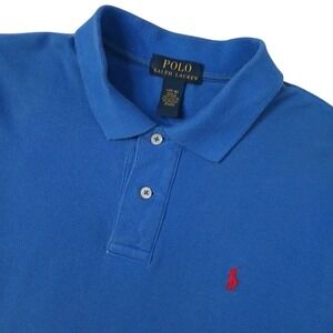 Polo Ralph Lauren‎ Boys Large Blue Short Sleeve Polo Shirt 100% Cotton Red Pony